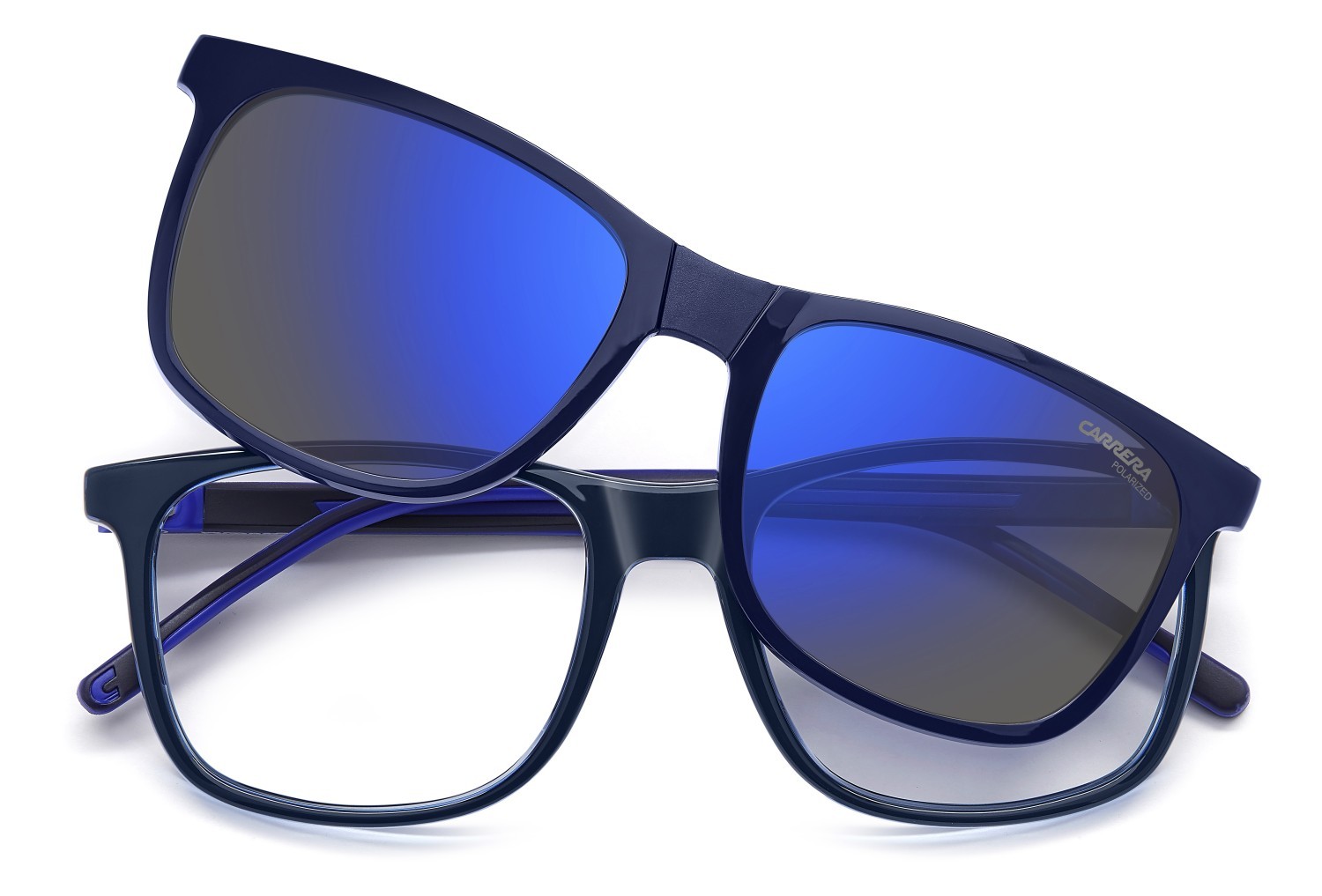 Brillen Carrera Ca 8918/C 109495 PJP + clip-on farbe blue form rechteckig gläser blue mirror polarized