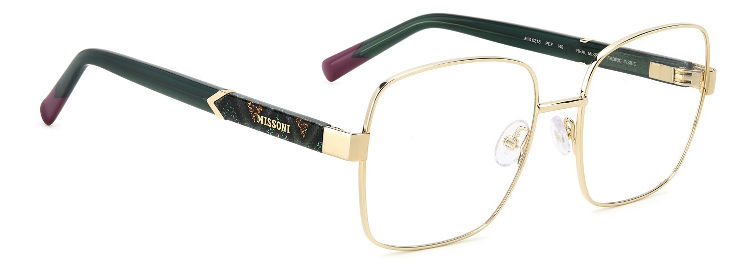 Occhiali da vista Missoni Mis 0218 109522 PEF colore gold green forma rettangolare 