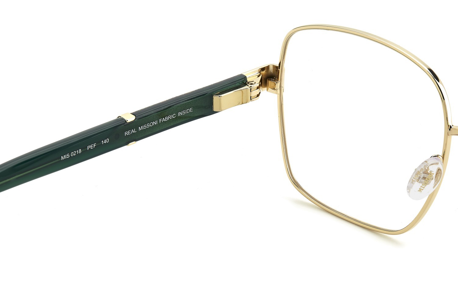 Occhiali da vista Missoni Mis 0218 109522 PEF colore gold green forma rettangolare 