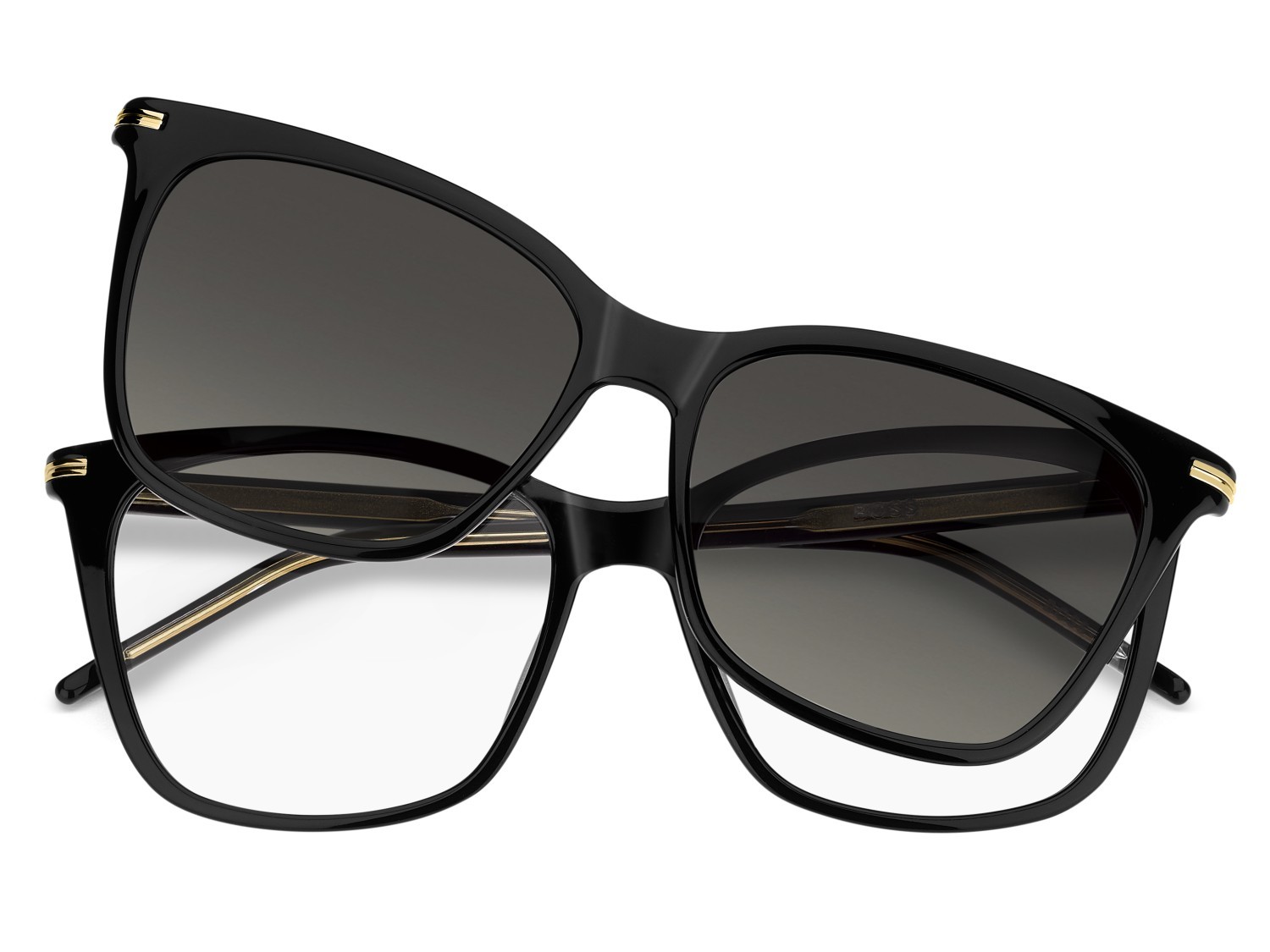Eyeglasses Hugo Boss 1787/G 109525 807 color black shape rectangle lenses green shaded polarized