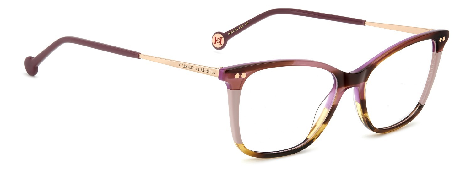 Brillen Carolina Herrera Her 0294 109539 ASA farbe pink striped brown form rechteckig 