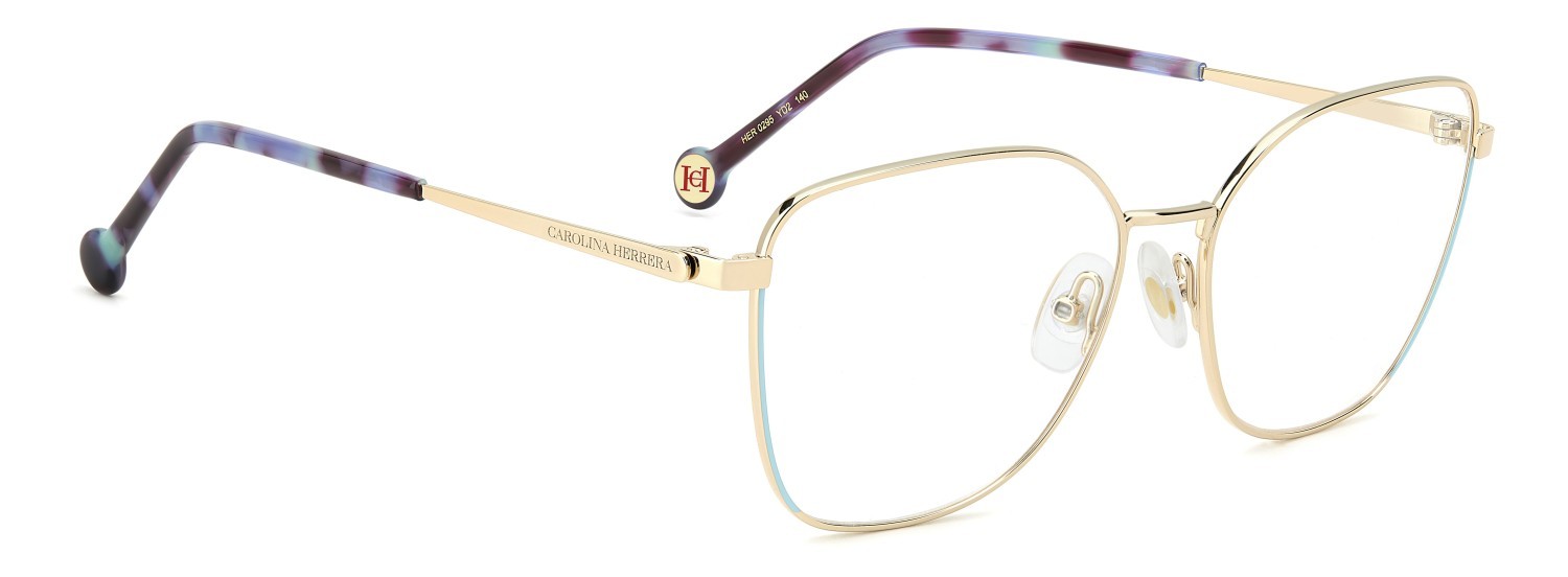 Eyeglasses Carolina Herrera Her 0295 109540 YD2 color gold turquoise shape butterfly 