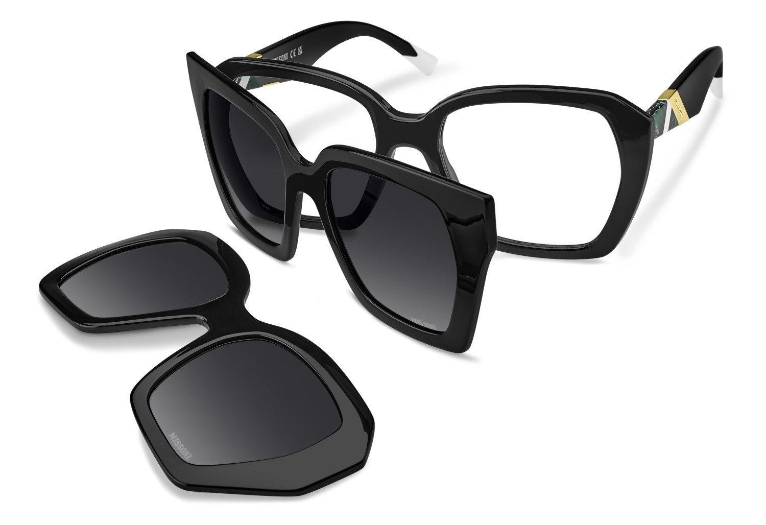 Occhiali da vista Missoni Mis 0222/C2 109547 807 colore black forma rettangolare lenti grey shaded polarized