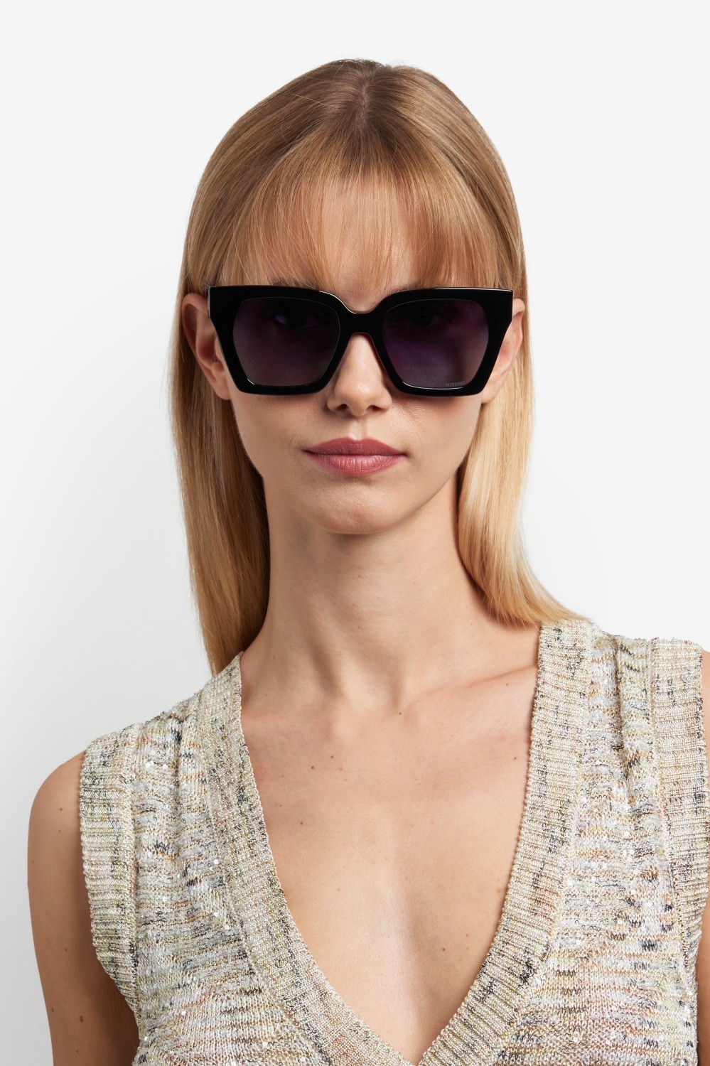 Occhiali da vista Missoni Mis 0222/C2 109547 807 colore black forma rettangolare lenti grey shaded polarized