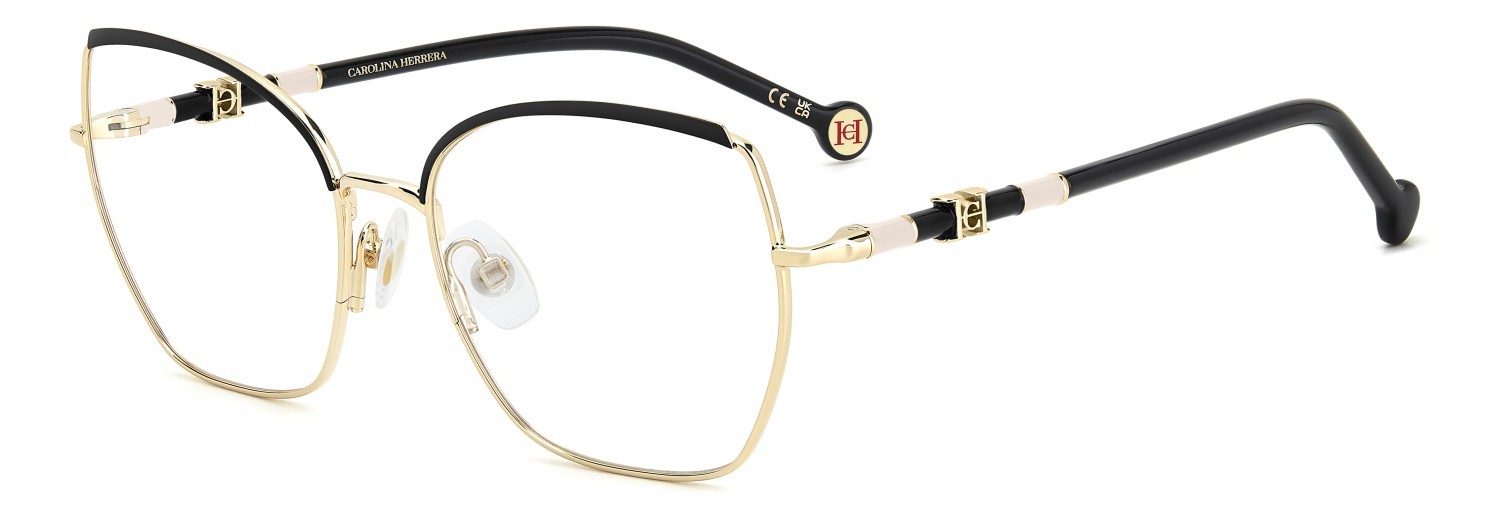 Occhiali da vista Carolina Herrera Her 0306 109565 2M2 colore black gold forma farfalla 