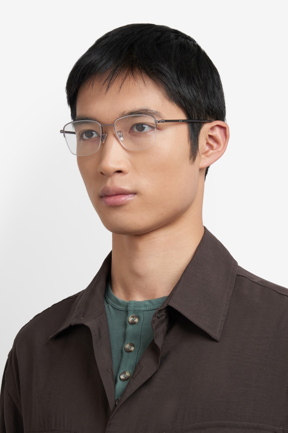 Eyeglasses Hugo Boss 1800/F 109572 PTA color dark ruthenium grey shape rectangle 