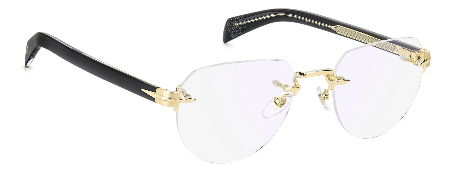 Occhiali da vista David Beckham Db 7145 109577 RHL colore gold black_ forma aviator lenti blue mirror