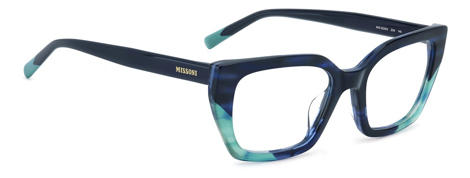 Occhiali da vista Missoni Mis 0225/G 109578 ZX9 colore blue azure forma rettangolare 