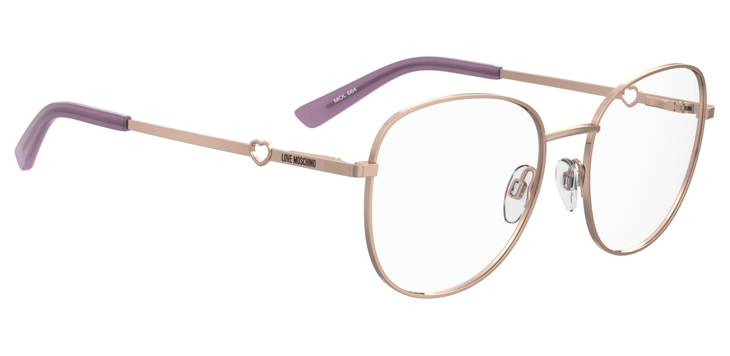 Eyeglasses Moschino Love Mol664 109755 DDB color gold copper shape round 
