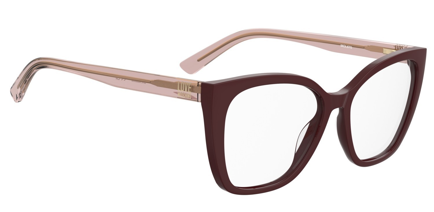 Occhiali da vista Moschino Love Mol670 109760 LHF colore burgundy 2 forma cat eye 