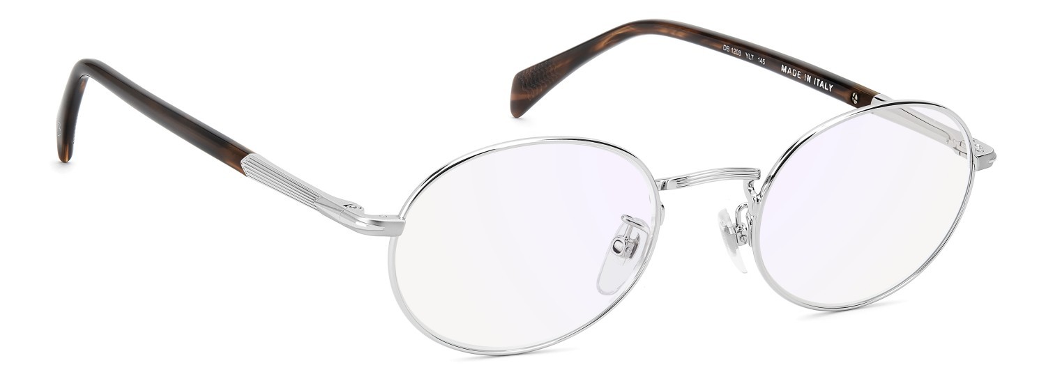 Eyeglasses David Beckham Db 1203 109798 YL7 color silver havana shape oval lenses blue mirror