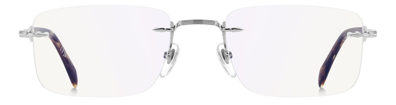 Occhiali da vista David Beckham Db 1202 109801 H16 colore palladium horn forma rettangolare lenti blue mirror