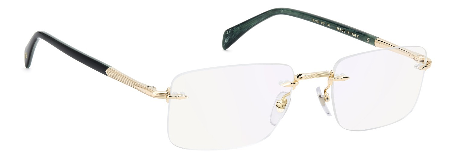 Eyeglasses David Beckham Db 1202 109801 PEF color gold green shape rectangle lenses blue mirror