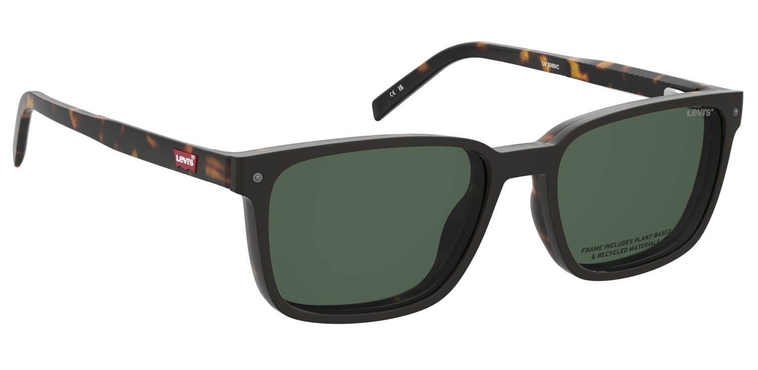 Brillen Levi's Lv 5089/C 109889 086 farbe havana form rechteckig gläser green polarized
