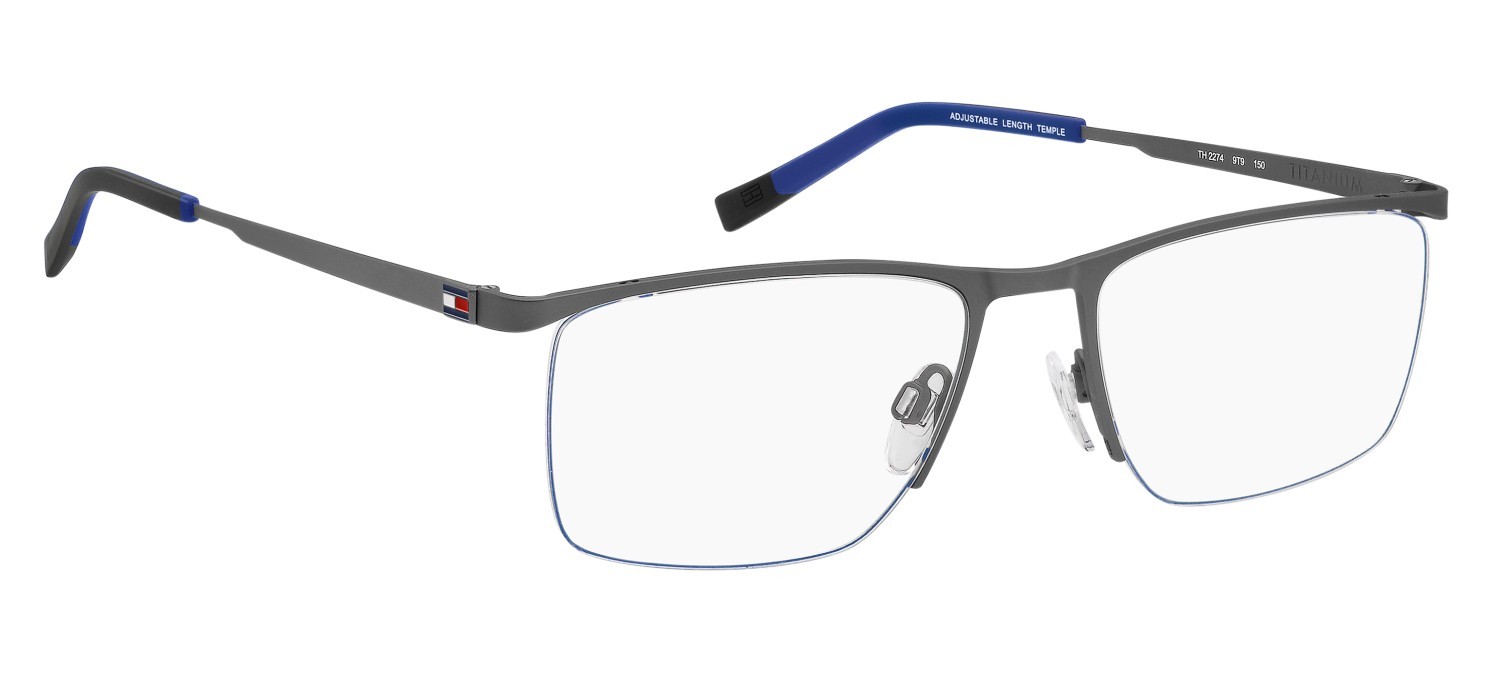 Occhiali da vista Tommy Hilfiger Th 2274 110030 9T9 colore matte ruthenium blue forma rettangolare 