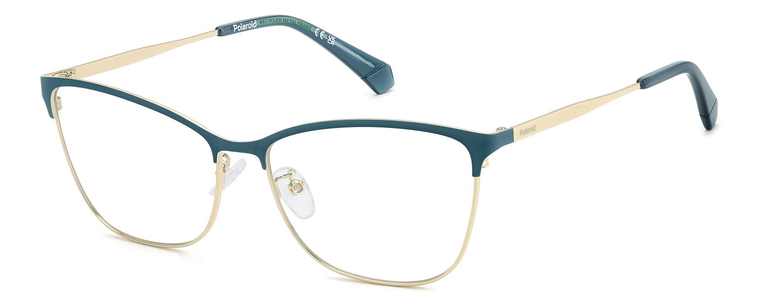 Eyeglasses Polaroid Pld D584/G 110056 821 color matte gold green shape cat eye 