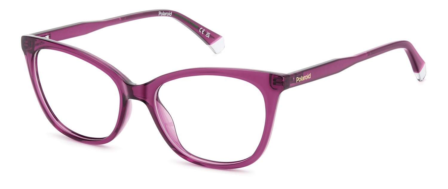 Eyeglasses Polaroid Pld D587 110060 MU1 color fuchsia shape cat eye 