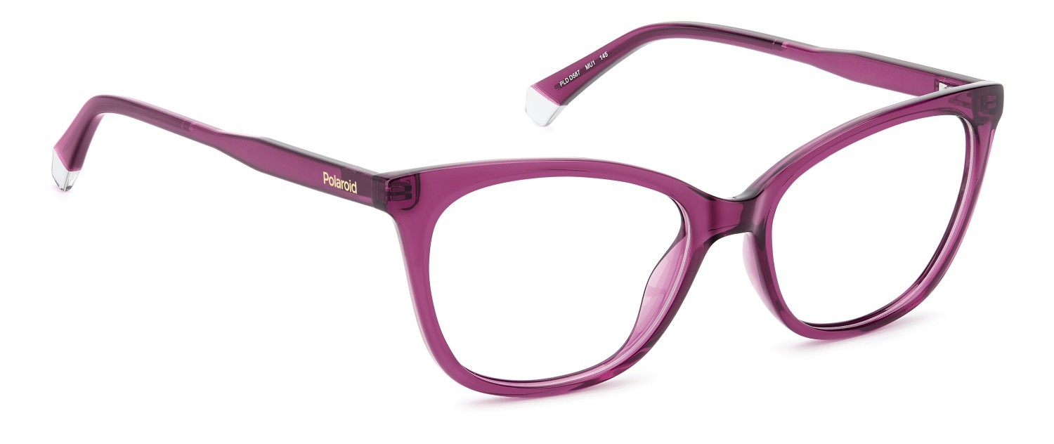 Eyeglasses Polaroid Pld D587 110060 MU1 color fuchsia shape cat eye 