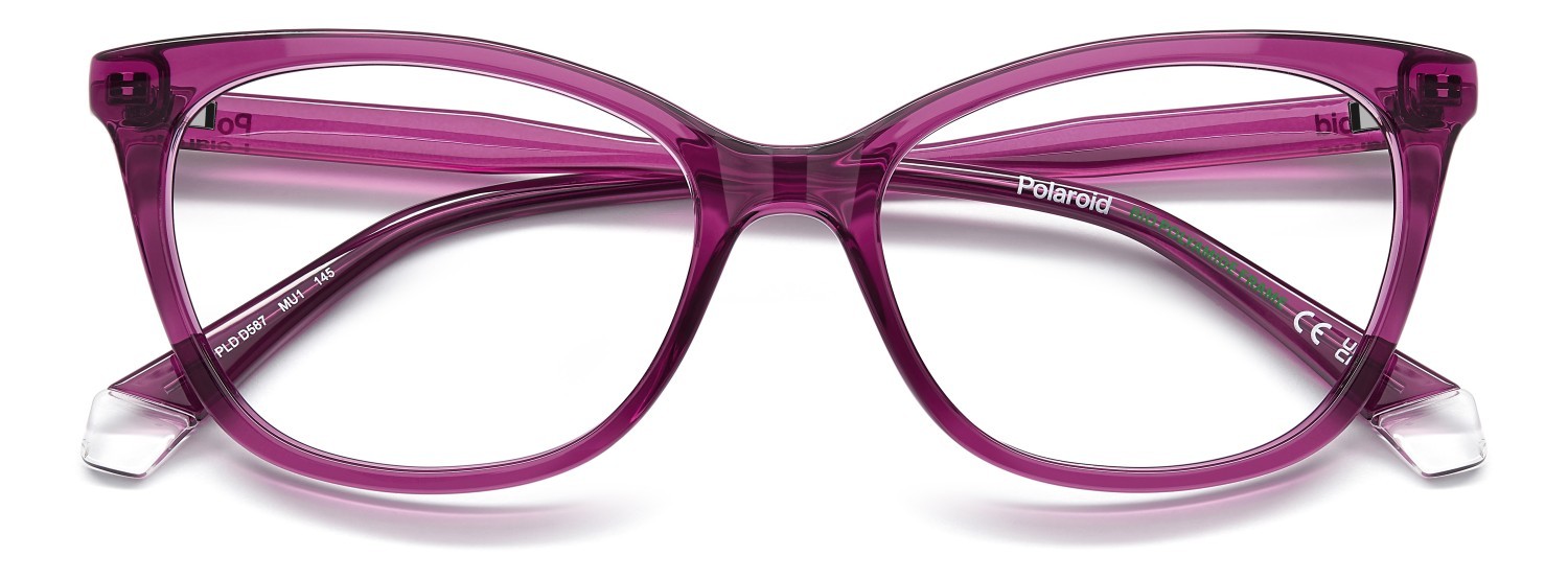 Eyeglasses Polaroid Pld D587 110060 MU1 color fuchsia shape cat eye 