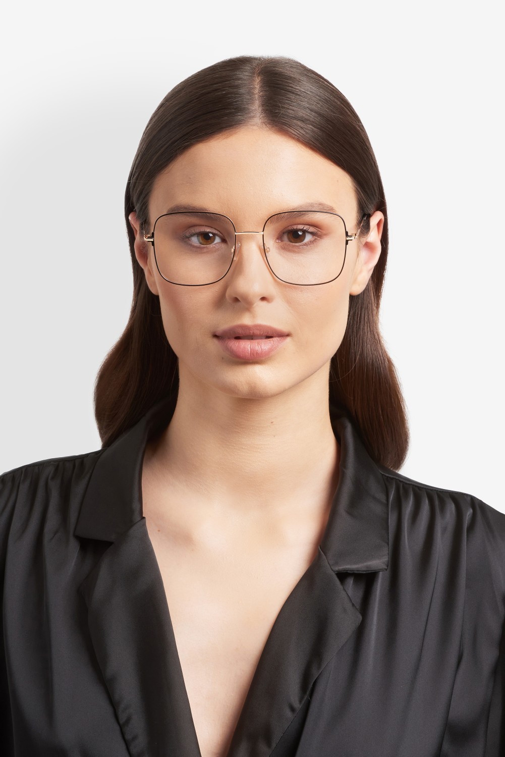 Eyeglasses Hugo Boss 1866 110082 I46 color matte black gold shape square 