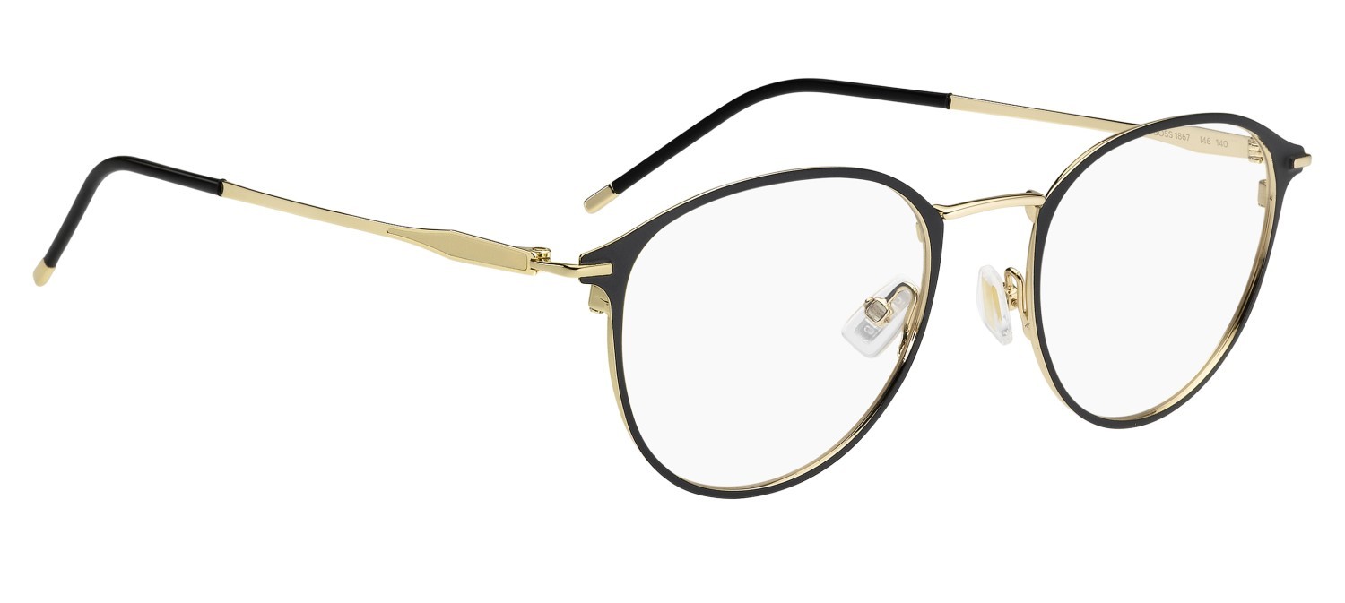 Eyeglasses Hugo Boss 1867 110083 I46 color matte black gold shape pantos 