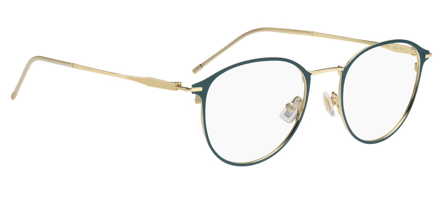 Occhiali da vista Hugo Boss 1867 110083 OGA colore gold teal forma pantos 