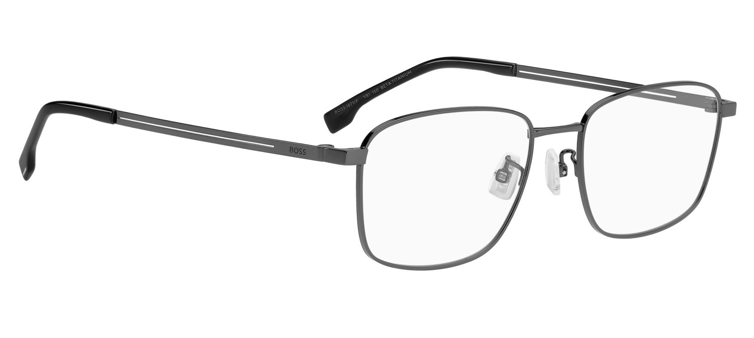 Eyeglasses Hugo Boss 1871/F 110155 V81 color dark ruthenium black shape rectangle 