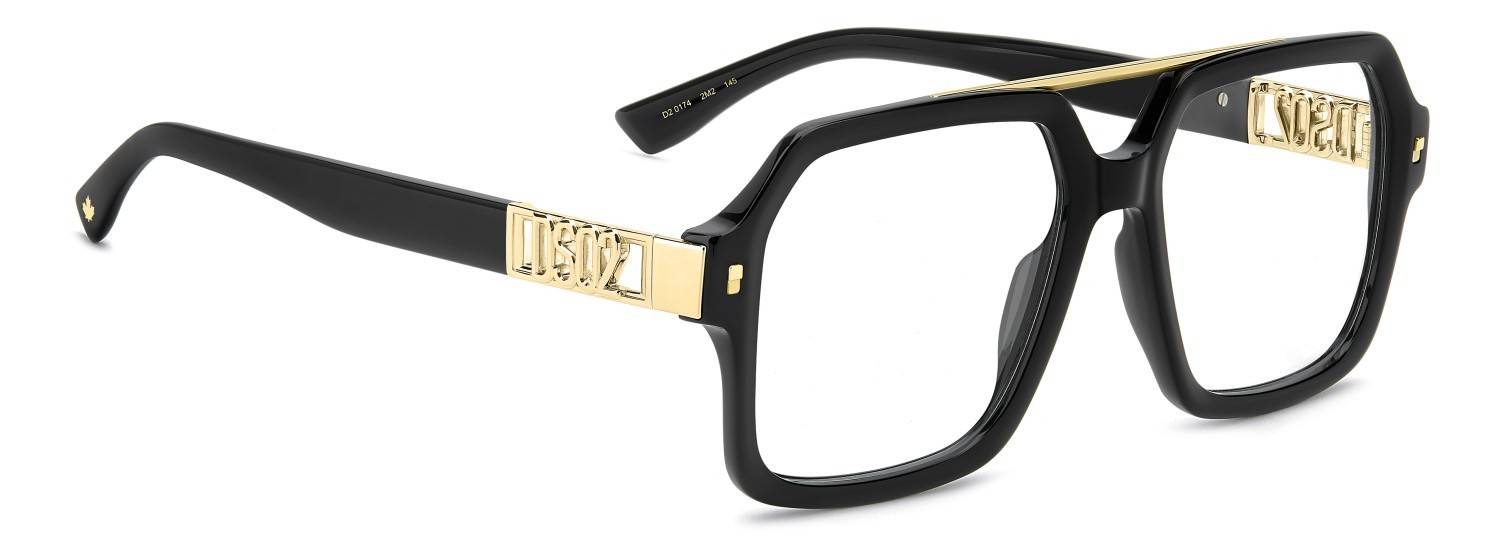 Occhiali da vista Dsquared2 D2 0174 110176 2M2 colore black gold forma rettangolare 