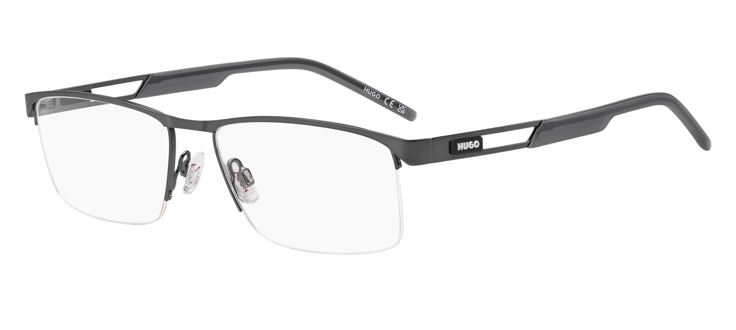 Eyeglasses Hugo Hg 1389 110221 R80 color matte dark ruthenium shape rectangle 