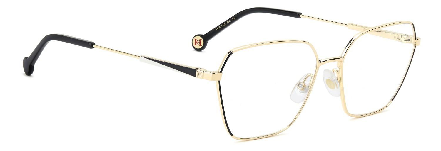 Eyeglasses Carolina Herrera Her 0338 110283 RHL color gold black 2 shape rectangle 
