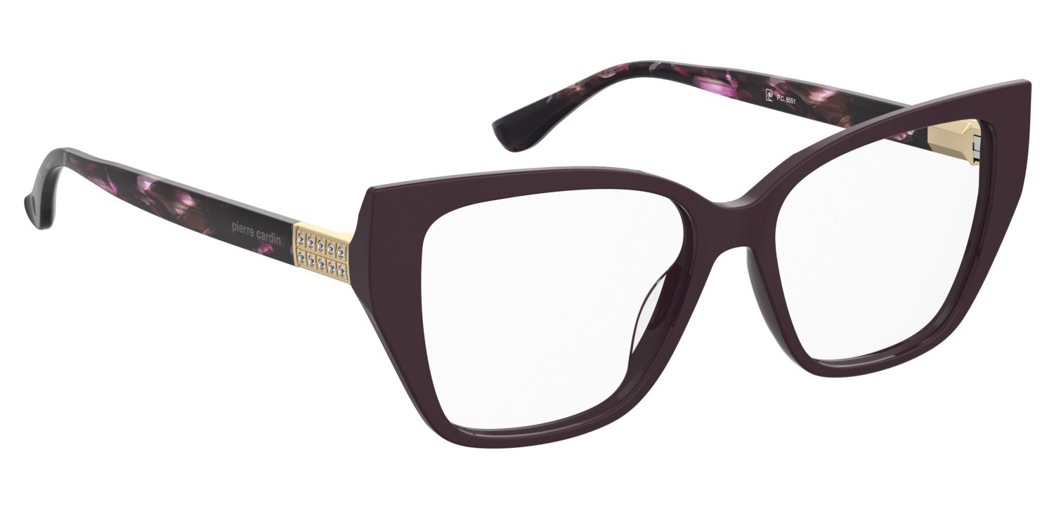 Eyeglasses Pierre Cardin P.c. 8551 110538 LHF color burgundy 2 shape butterfly 