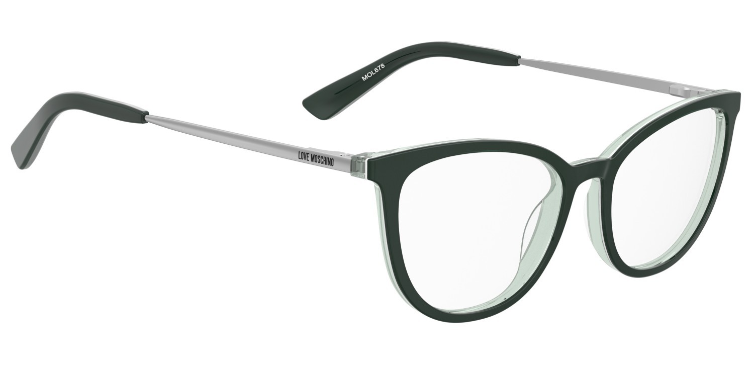 Eyeglasses Moschino Love Mol678 110717 1ED color green shape cat eye 