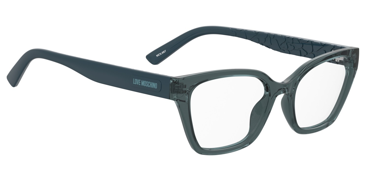 Occhiali da vista Moschino Love Mol687 110722 ZI9 colore teal forma rettangolare 