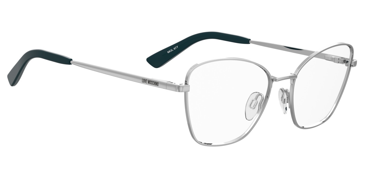 Occhiali da vista Moschino Love Mol677 110753 010 colore palladium forma cat eye 