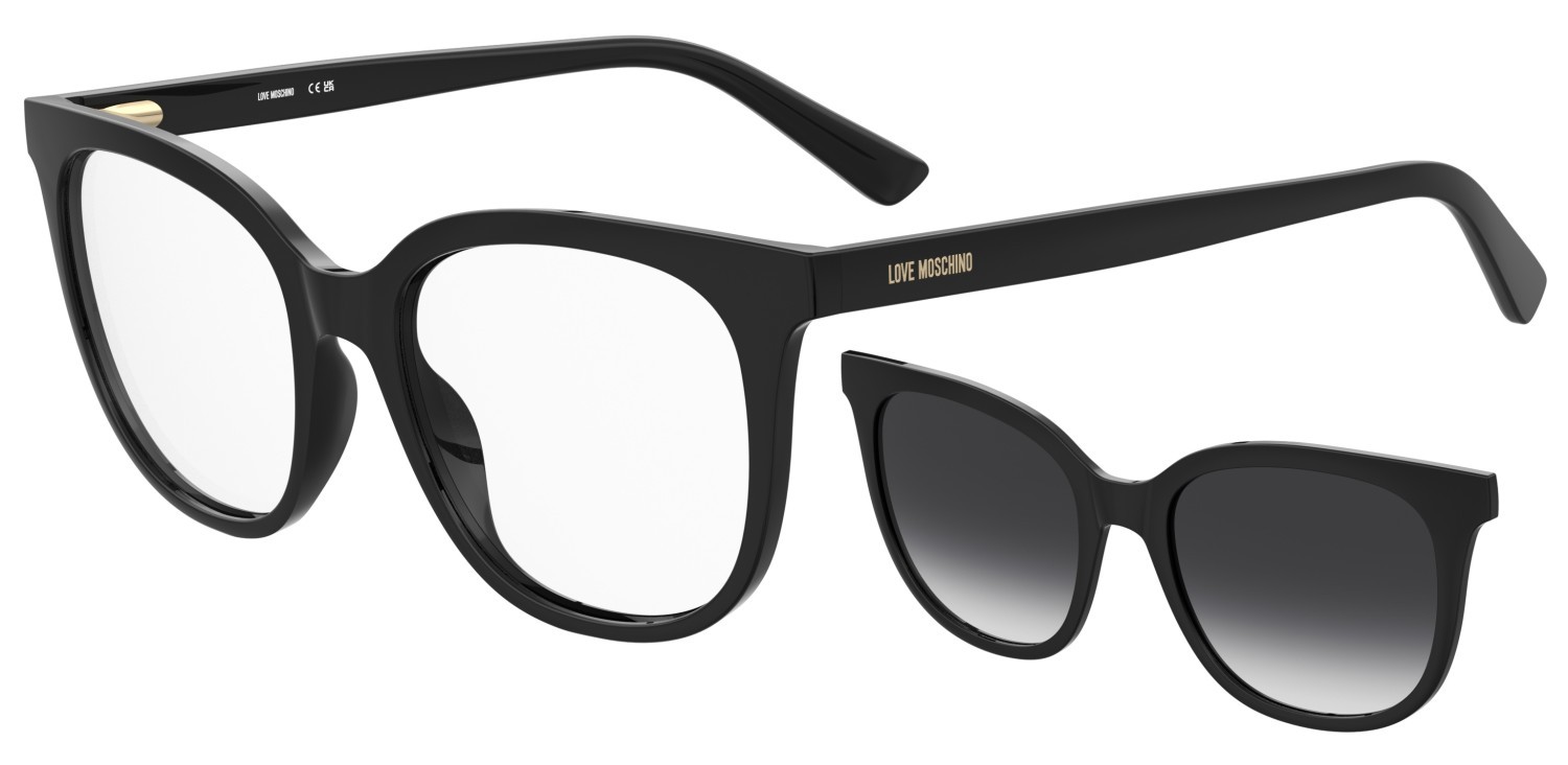 Eyeglasses Moschino Love Mol681/C 110759 807 color black shape cat eye lenses grey shaded polarized