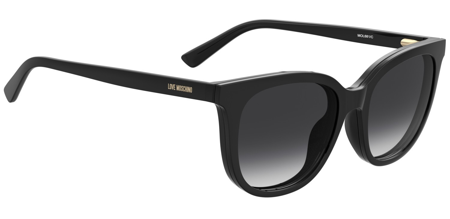 Eyeglasses Moschino Love Mol681/C 110759 807 color black shape cat eye lenses grey shaded polarized