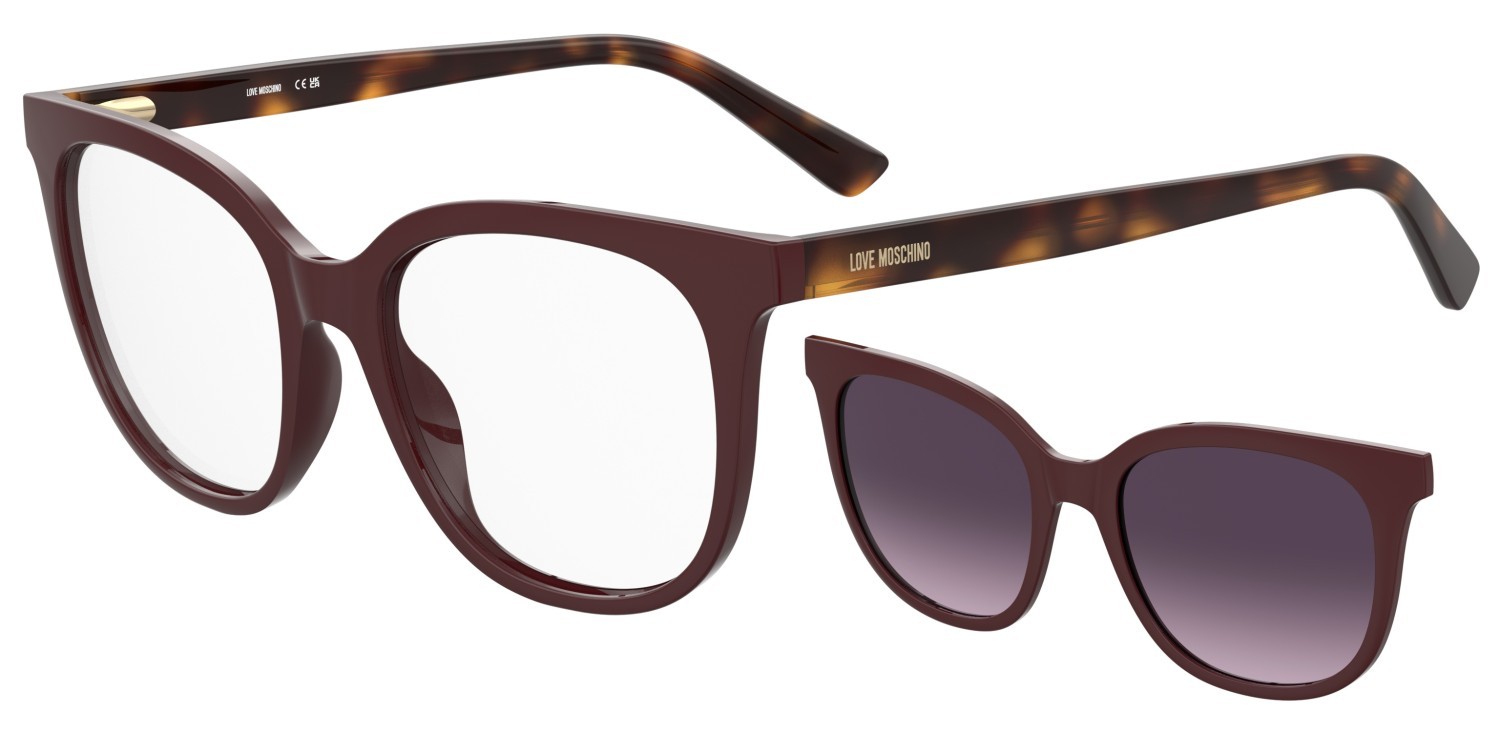 Occhiali da vista Moschino Love Mol681/C 110759 LHF colore burgundy 2 forma cat eye lenti violet shaded polarized