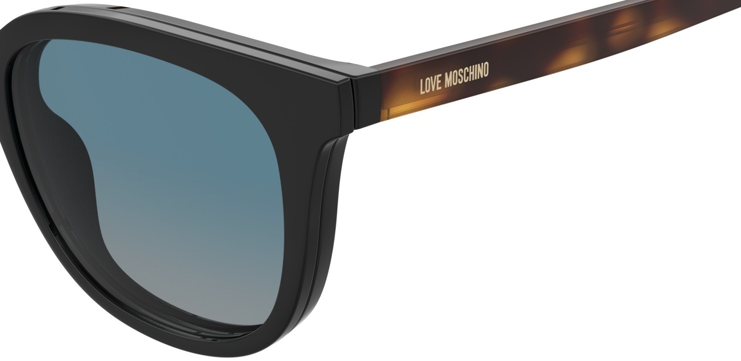 Brillen Moschino Love Mol681/C 110759 WR7 farbe black havana form cat-eye gläser blue shaded polarized