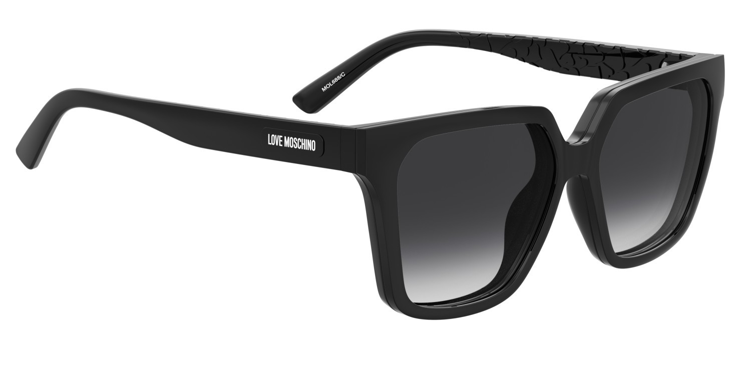 Eyeglasses Moschino Love Mol688/C 110762 807 color black shape square lenses grey shaded polarized