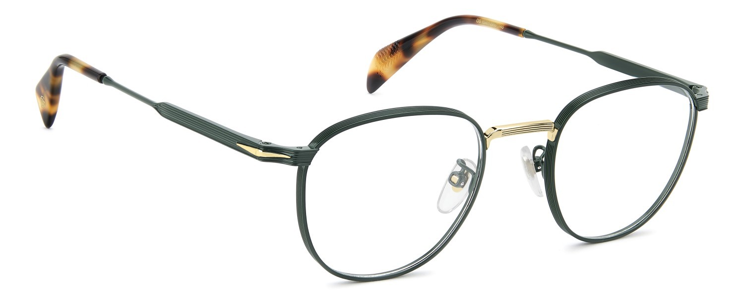Occhiali da vista David Beckham Db 1241 110763 2M6 colore matt green havana forma rotondo 