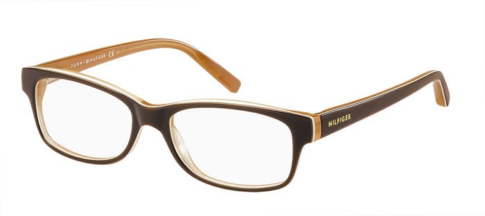 Eyeglasses Tommy Hilfiger TH 1018 110802 (GYB) color peach dark brown shape round 