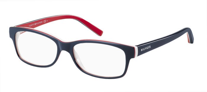 Eyeglasses Tommy Hilfiger TH 1018 110802 (UNN) color bluredwht redwhtblu shape round 