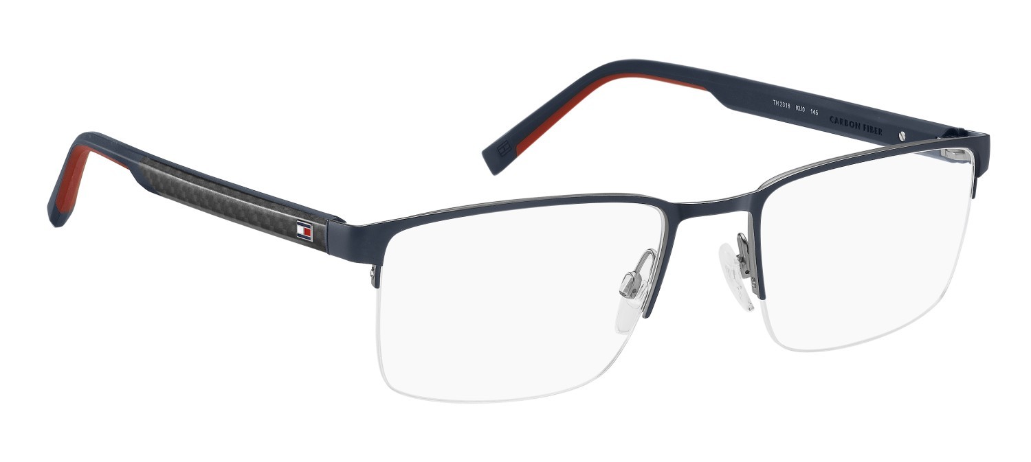 Eyeglasses Tommy Hilfiger Th 2316 111123 KU0 color matte blue ruthenium shape rectangle 