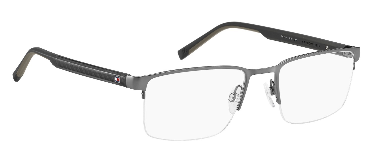 Eyeglasses Tommy Hilfiger Th 2316 111123 R80 color matte dark ruthenium shape rectangle 