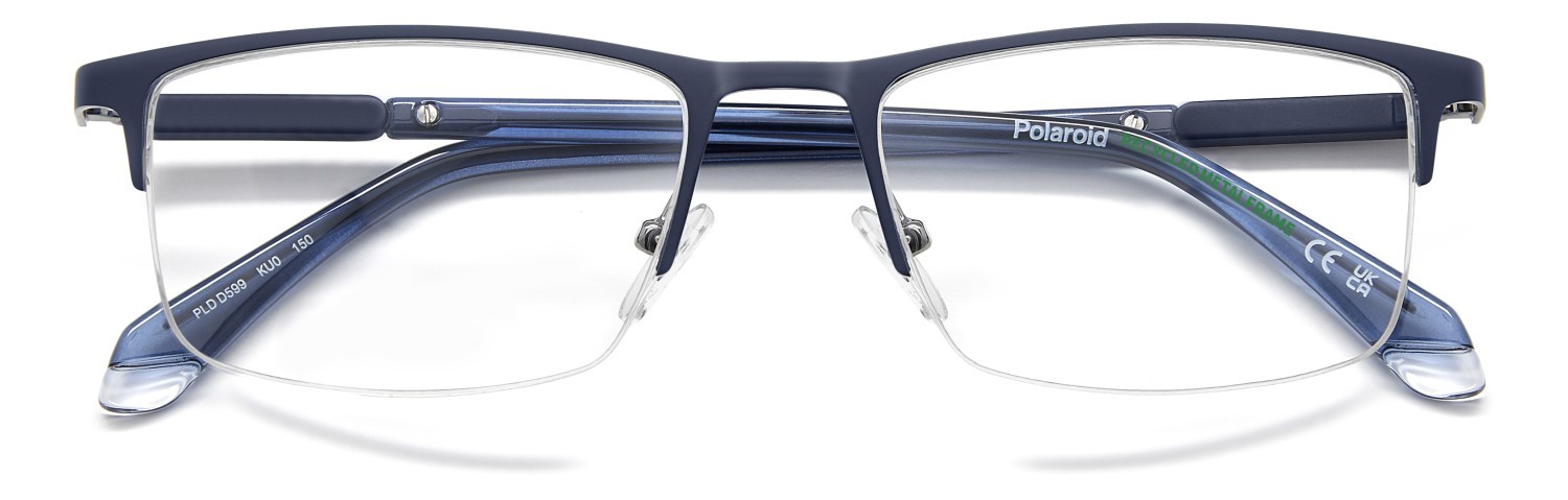 Eyeglasses Polaroid Pld D599 111224 KU0 color matte blue ruthenium shape rectangle 