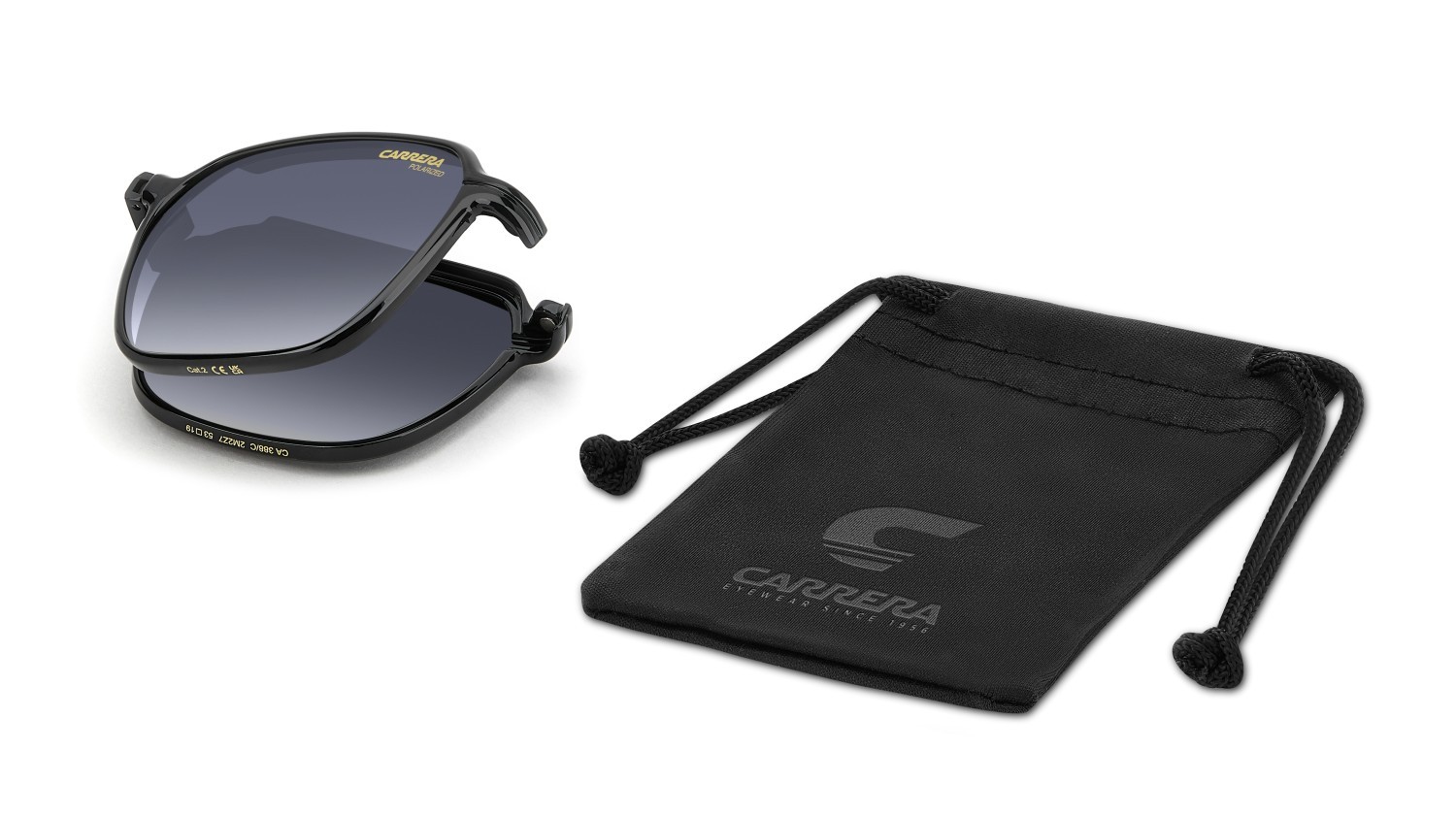 Brillen Carrera Ca 388/C 111644 2M2 farbe black gold form rechteckig gläser blue shaded polarized