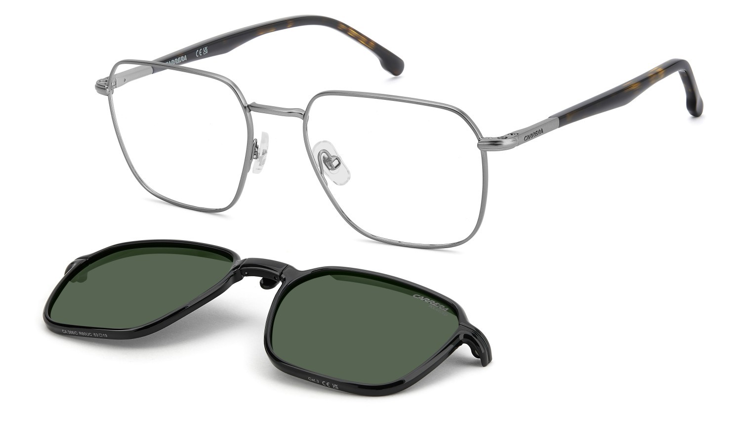 Brillen Carrera Ca 388/C 111644 R80 farbe matte dark ruthenium form rechteckig gläser green polarized