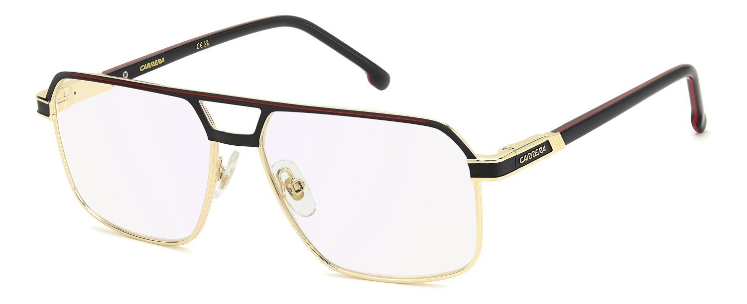 Occhiali da vista Carrera 1145 111649 RHL colore gold black 2 forma quadrato lenti blue mirror