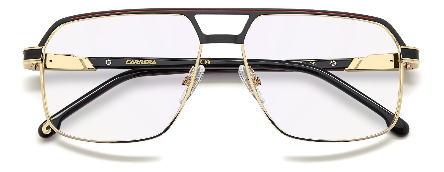 Occhiali da vista Carrera 1145 111649 RHL colore gold black 2 forma quadrato lenti blue mirror