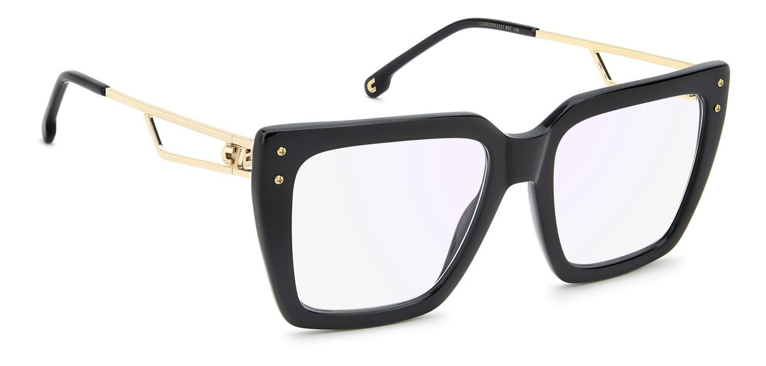 Eyeglasses Carrera 3101 111659 807 color black shape rectangle lenses blue mirror